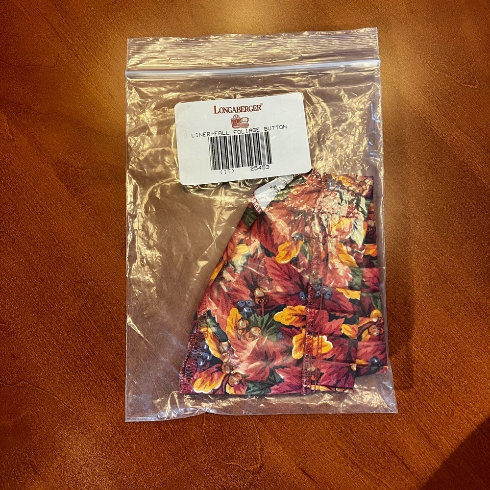 New Longaberger Button Basket Fall Foliage Fabric Liner #25453